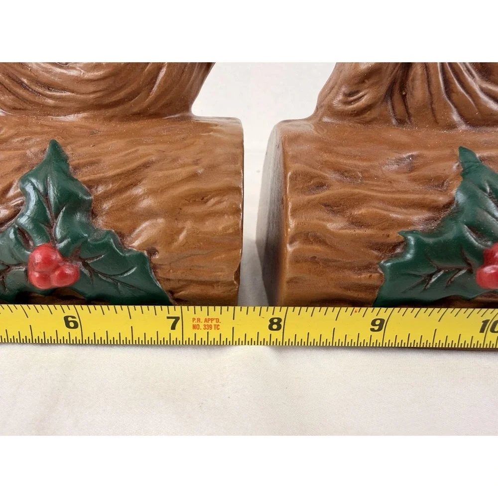 Vintage 1974 NOEL Ceramic Candle Holder Set Santa Log Christmas Decor - Picture 13 of 16